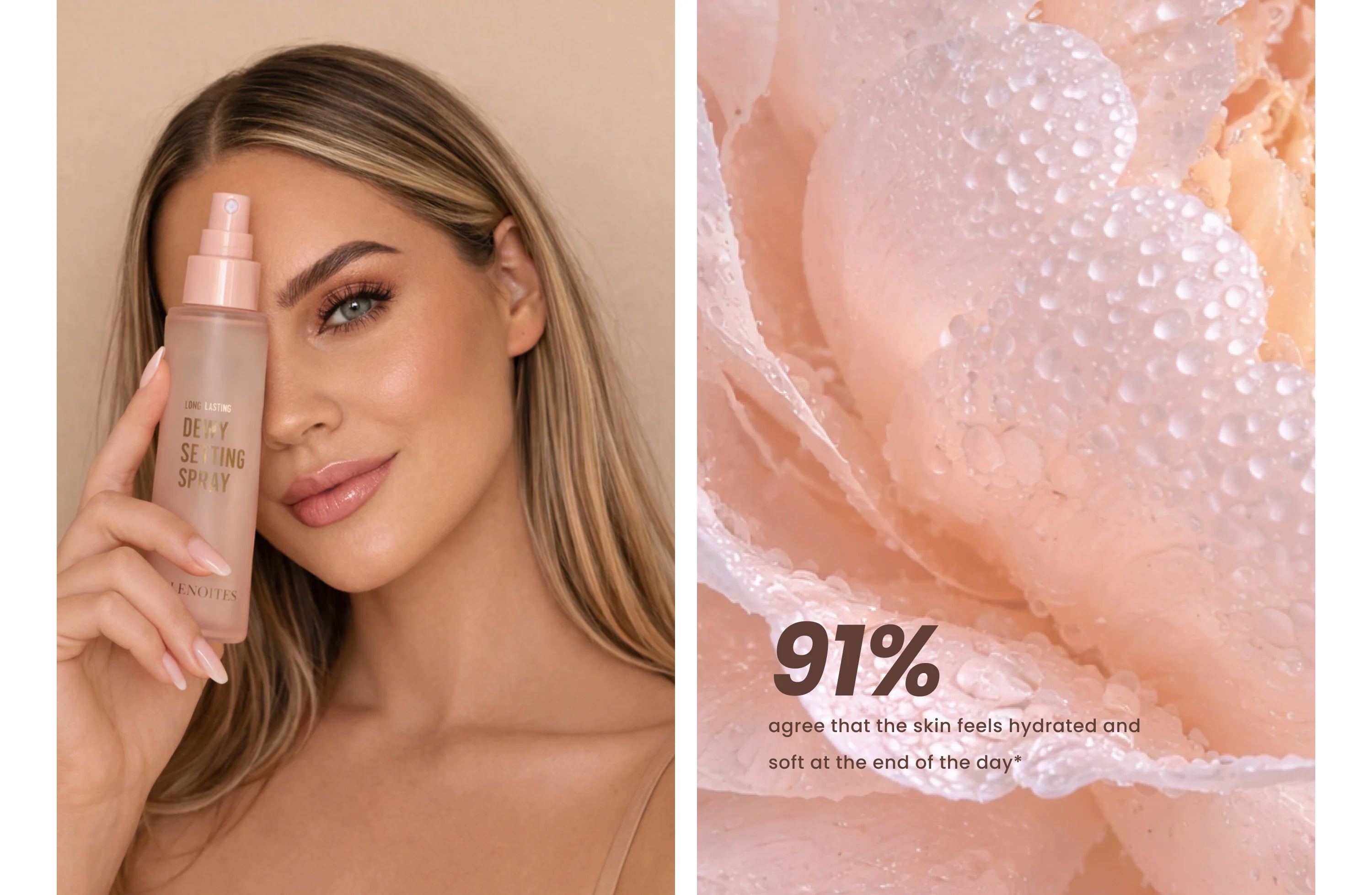 the skin feels hydrated and soft after using Lenoites Setting Spray