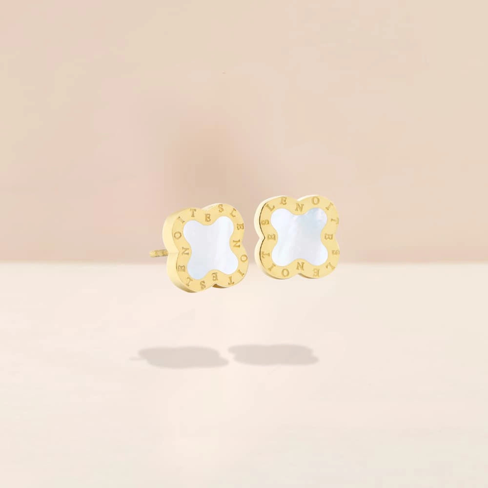Earrings Mini Gold White