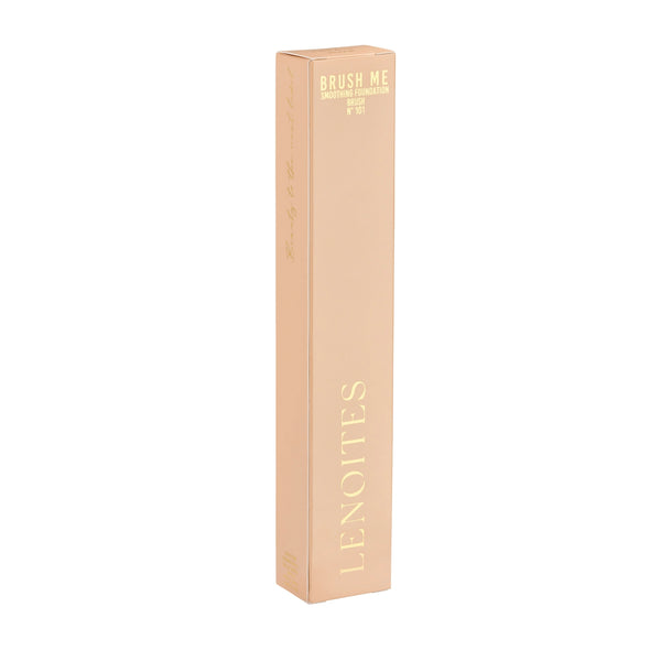 Brush Me Smoothing Foundation Brush No. 101 by Lenoites, featuring a sleek blush packaging with the brand logo, displayed against a white background.