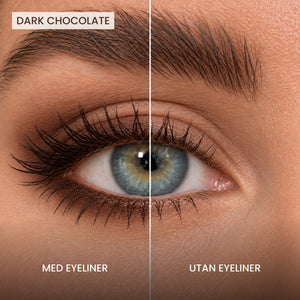 Silk Longwear Gel Eyeliner – Dark Chocolate – Med och utan eyeliner